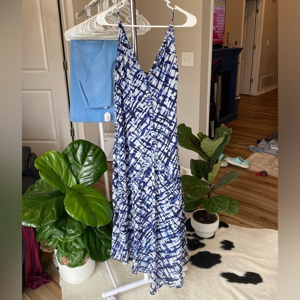Jason Wu blue and white brush stroke print dress